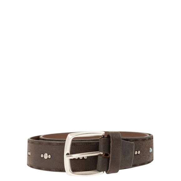 Alberto Luti Men Studded Leather Belt